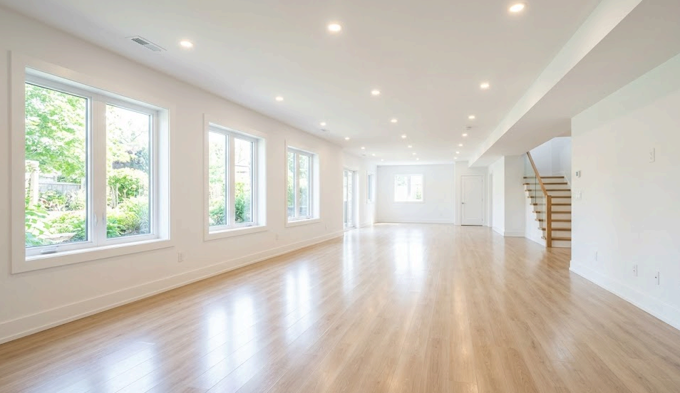 Professionally finished basement conversion in Barrie, Ontario